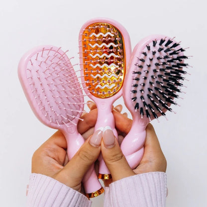 Mini Boar Bristle Hair Brush - Bubblegum Pink