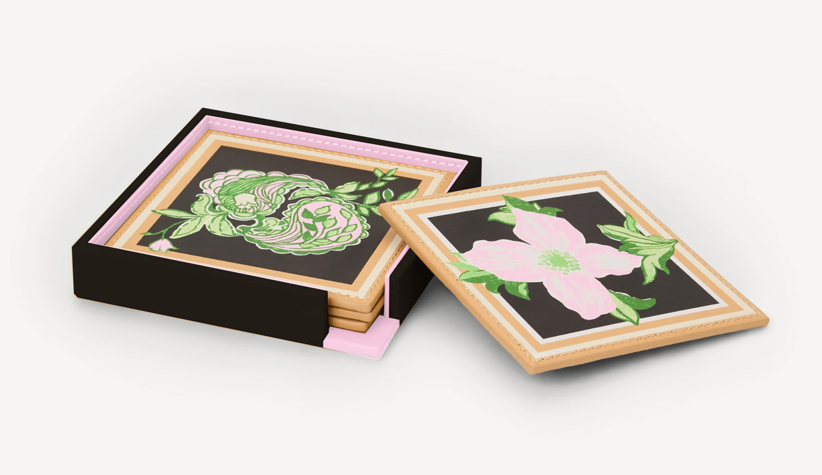 Onyx Window Shopper Gwp Coaster Floral Motif
