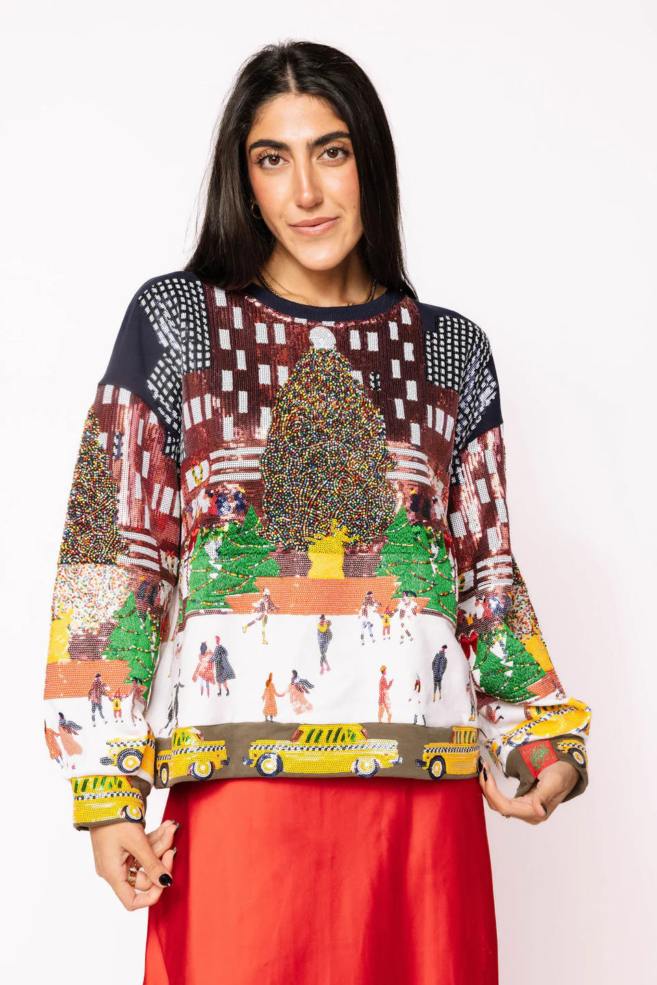 Multi Sequin Rockefeller Center At Christmas Sweatshirt