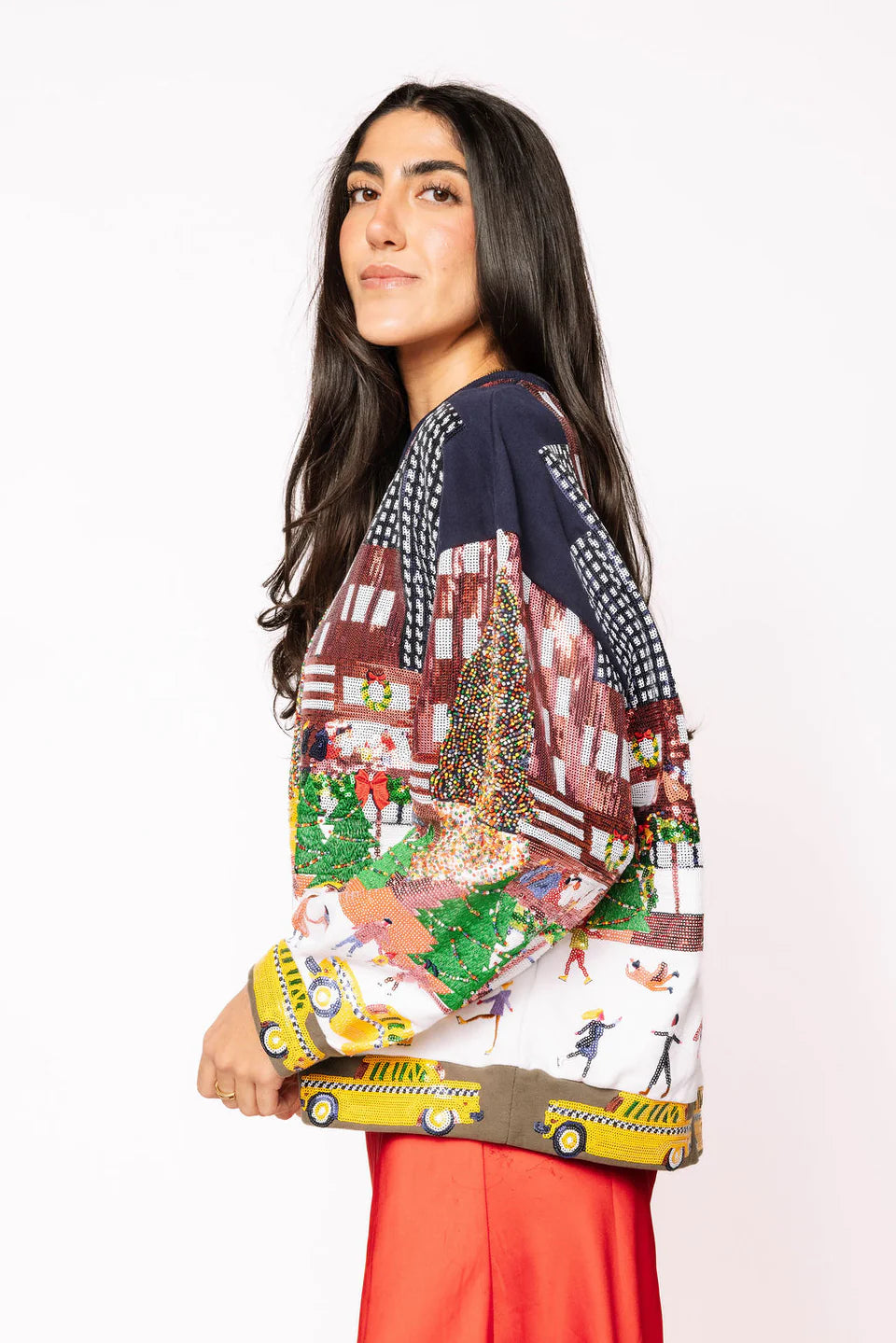 Multi Sequin Rockefeller Center At Christmas Sweatshirt