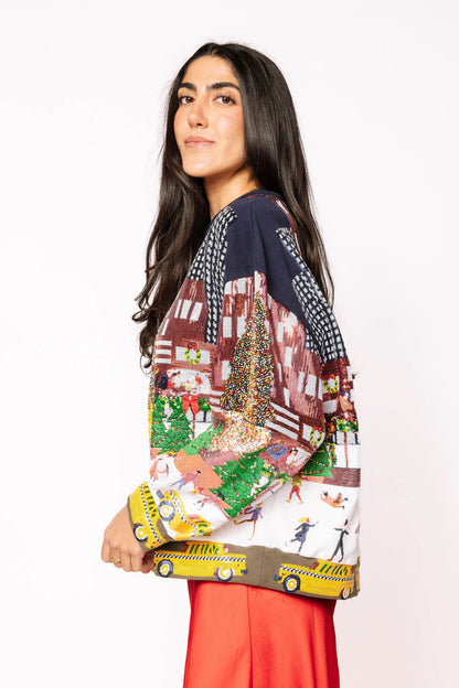 Multi Sequin Rockefeller Center At Christmas Sweatshirt