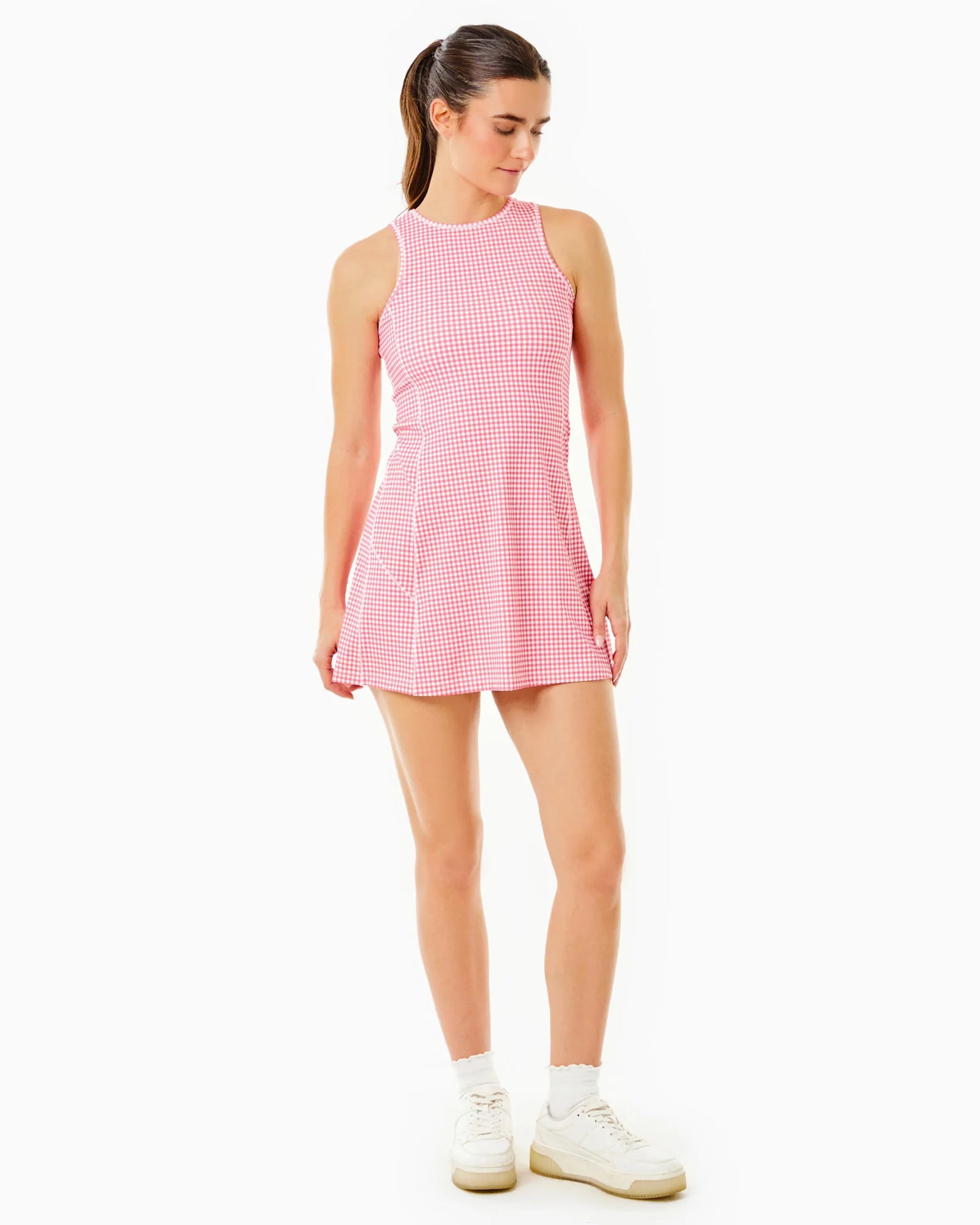 Smooth Sport Sleeveless Panama Active Dress - Guava Gingham