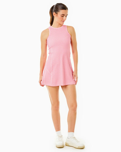 Smooth Sport Sleeveless Panama Active Dress - Guava Gingham