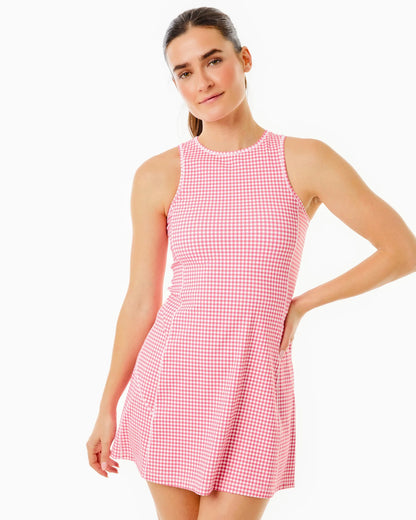 Smooth Sport Sleeveless Panama Active Dress - Guava Gingham
