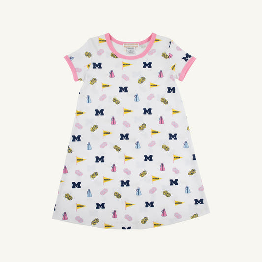 Michigan Polly Play Dress - Bold in Blue with Hamptons Hot Pink