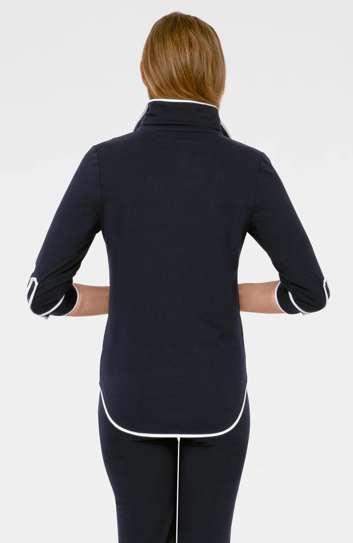 Pop Over Top - Trim It Up - Navy/White