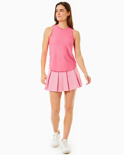 Smooth Sport 14in Pleated Racquet Skort - Guava Gingham