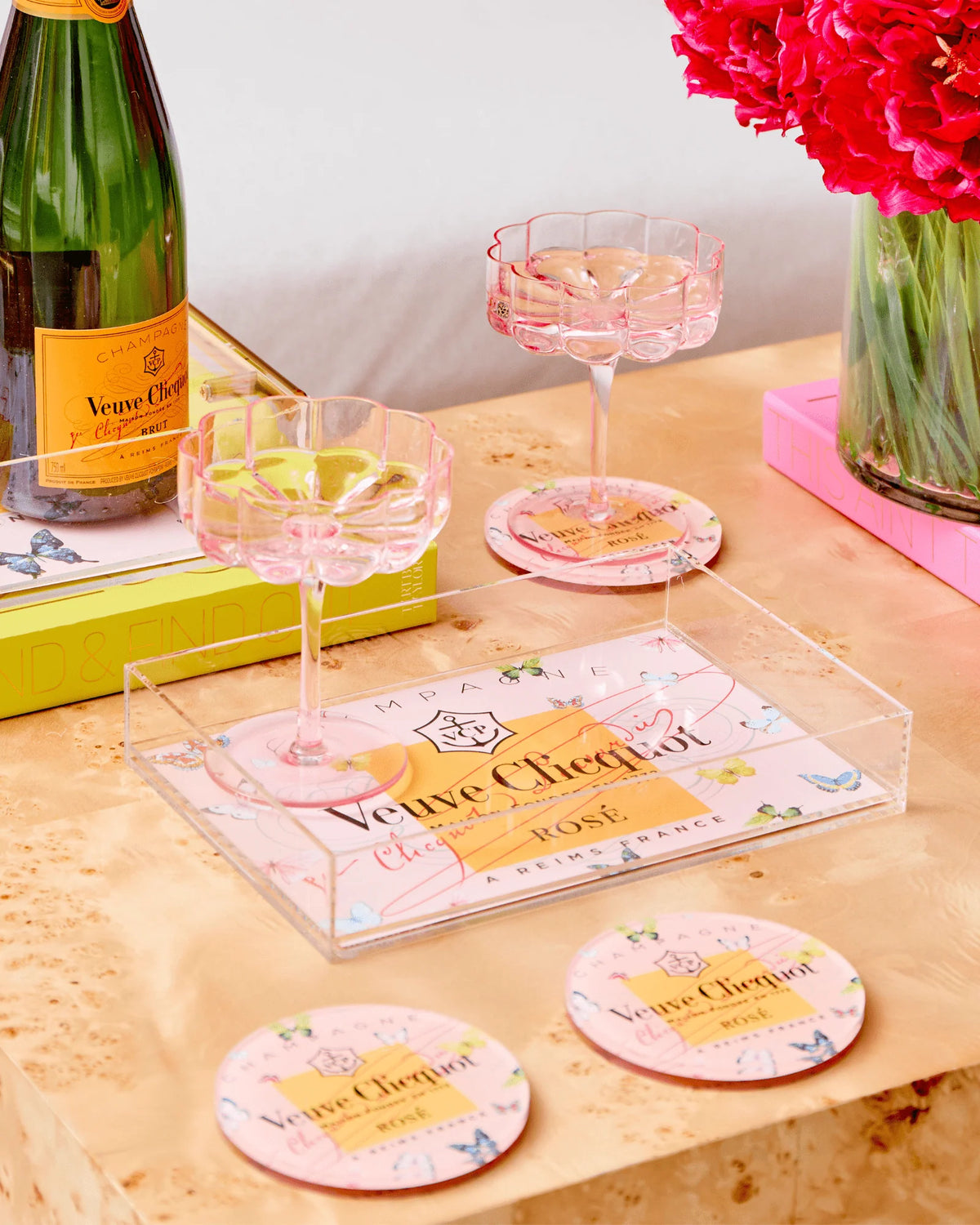 Rose Butterfly Coasters - Set of 4