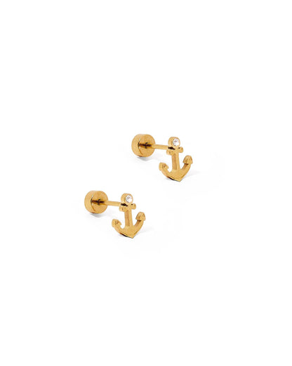 Screwback Stud Earrings - Anchor