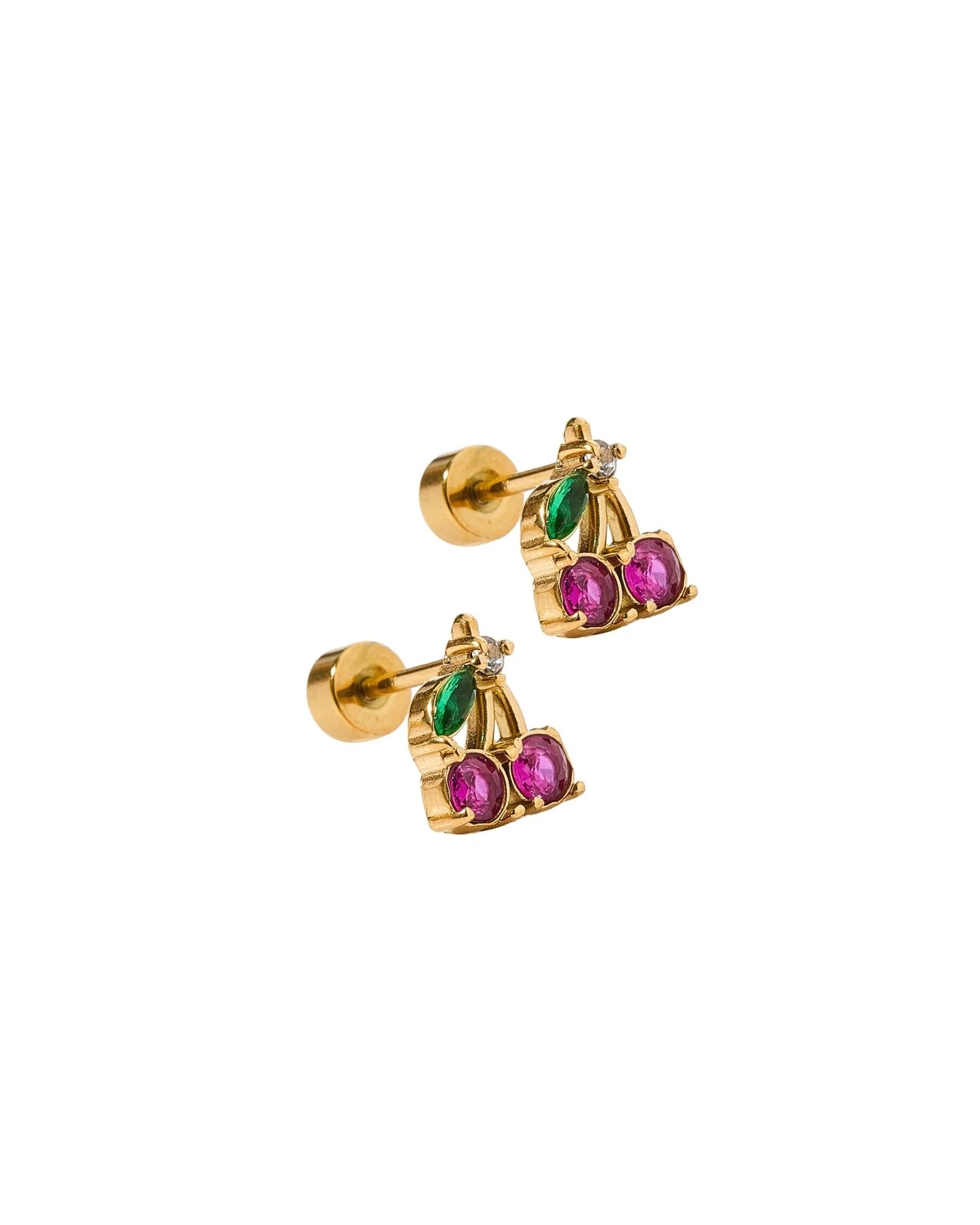 Screwback Stud Earrings - Cherry