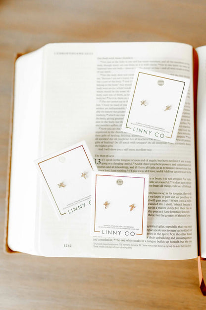 Screwback Stud Earrings - Clara Cross Gold