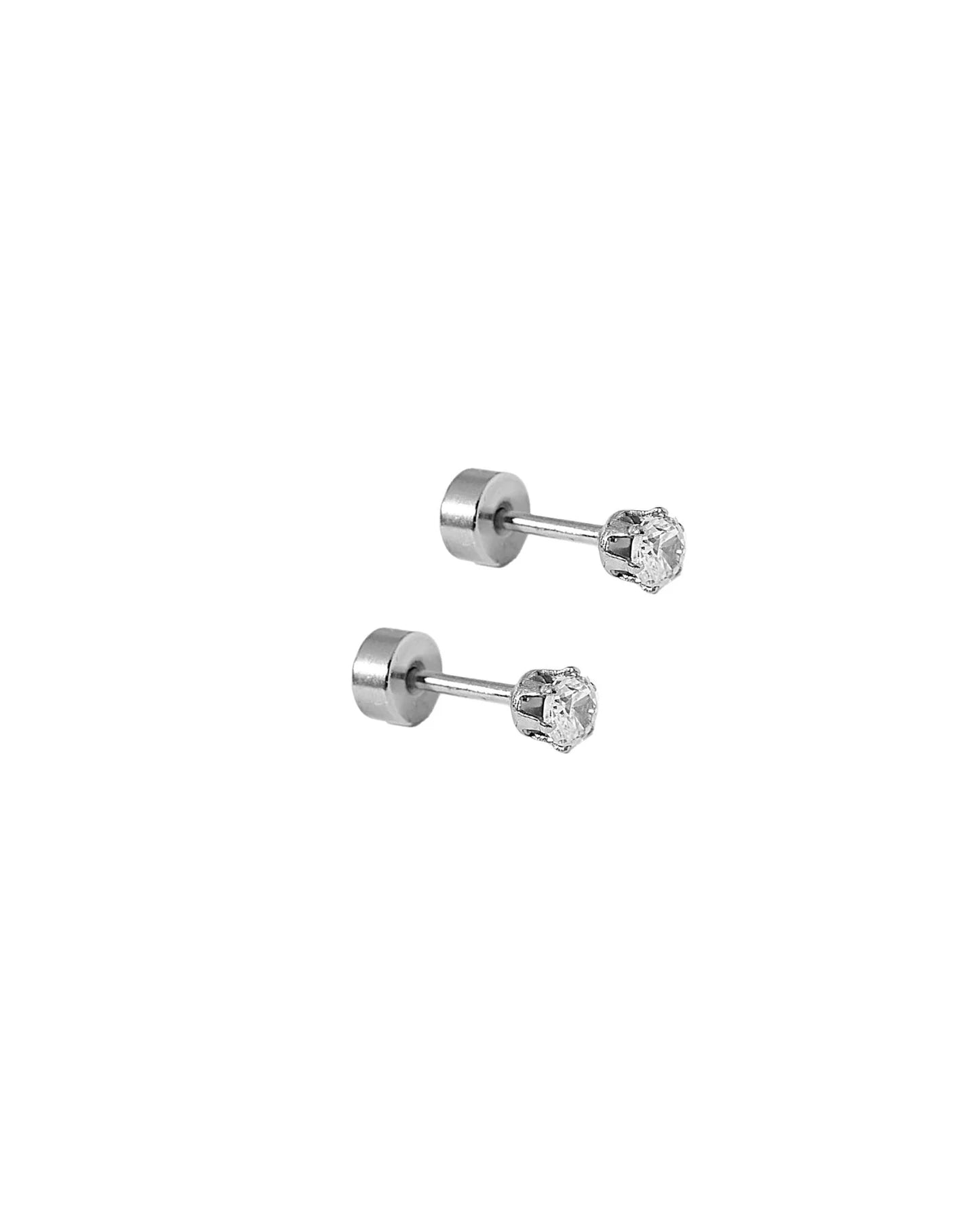 Screwback Stud Earrings - Micro Helen Silver