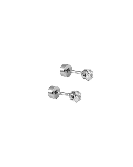 Screwback Stud Earrings - Micro Helen Silver