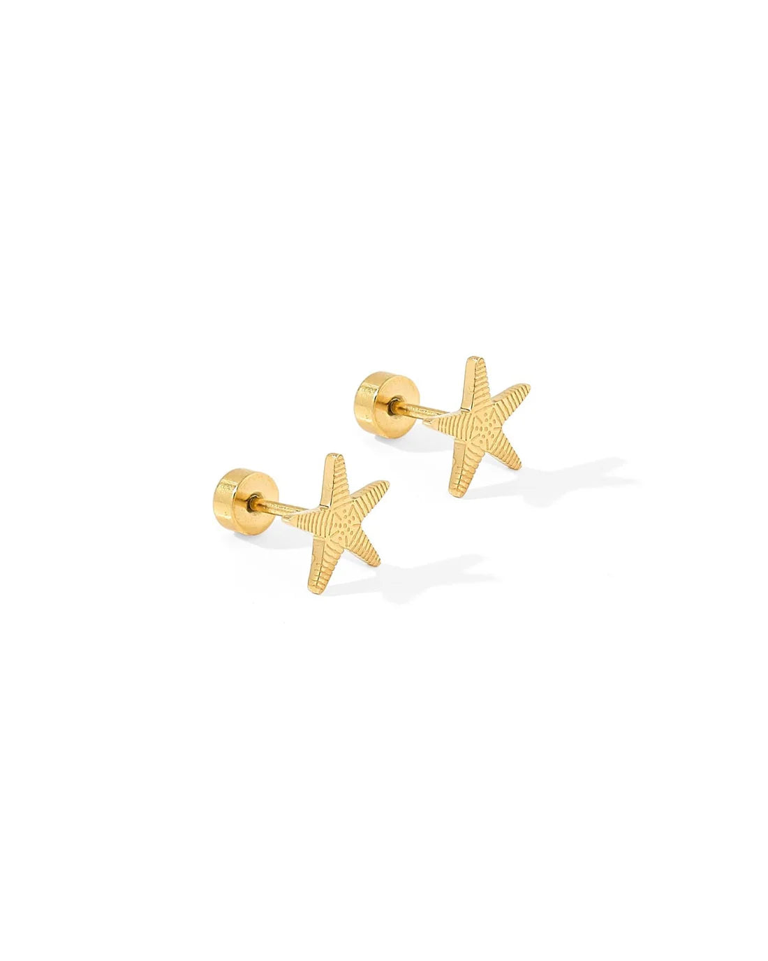 Screwback Stud Earrings - Starfish Gold