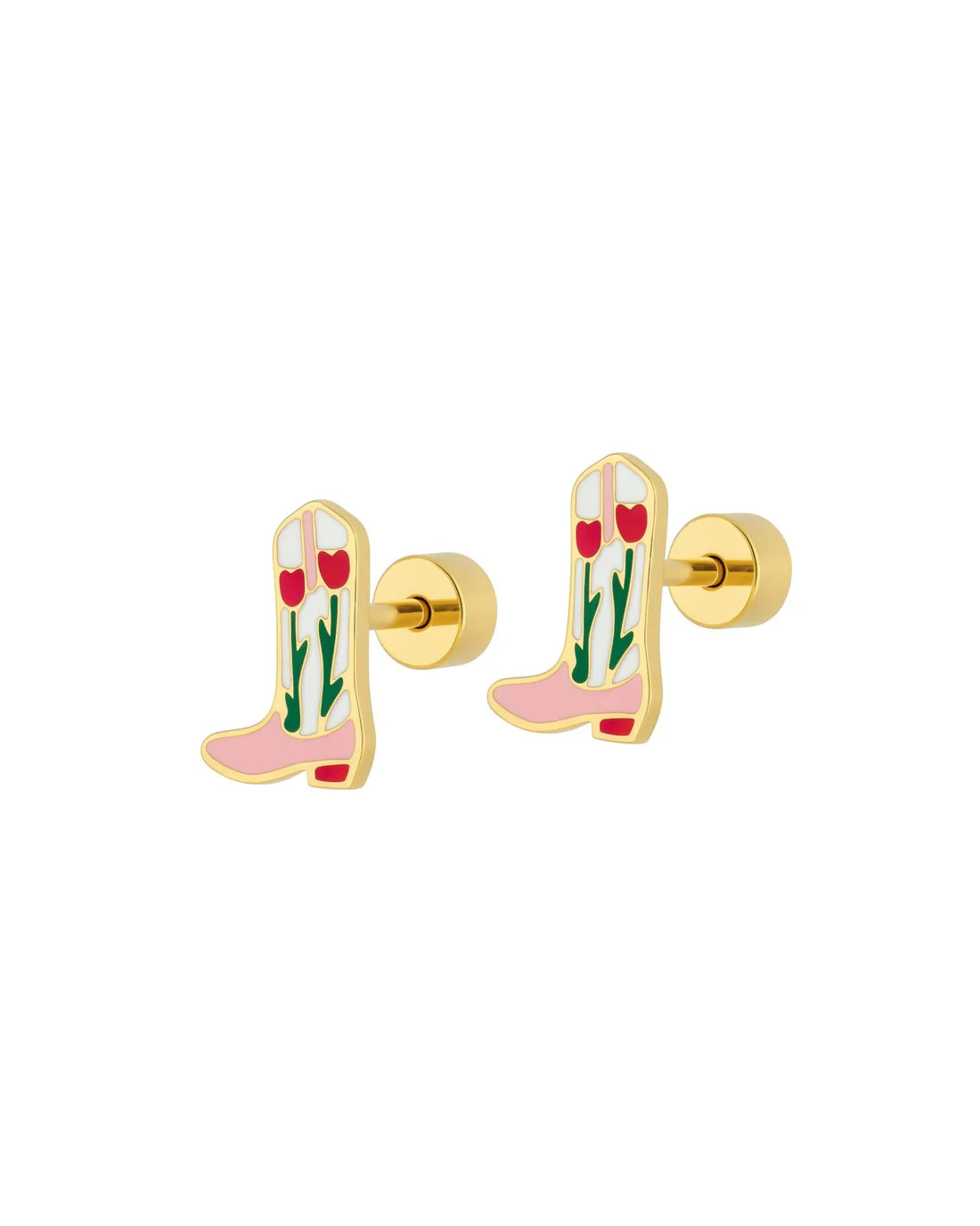 Screwback Stud Earrings - Tulip Cowgirl Boot