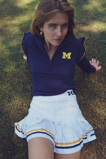 The Gwen Skort - White with Michigan Blue/Maize