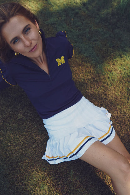 The Gwen Skort - White with Michigan Blue/Maize