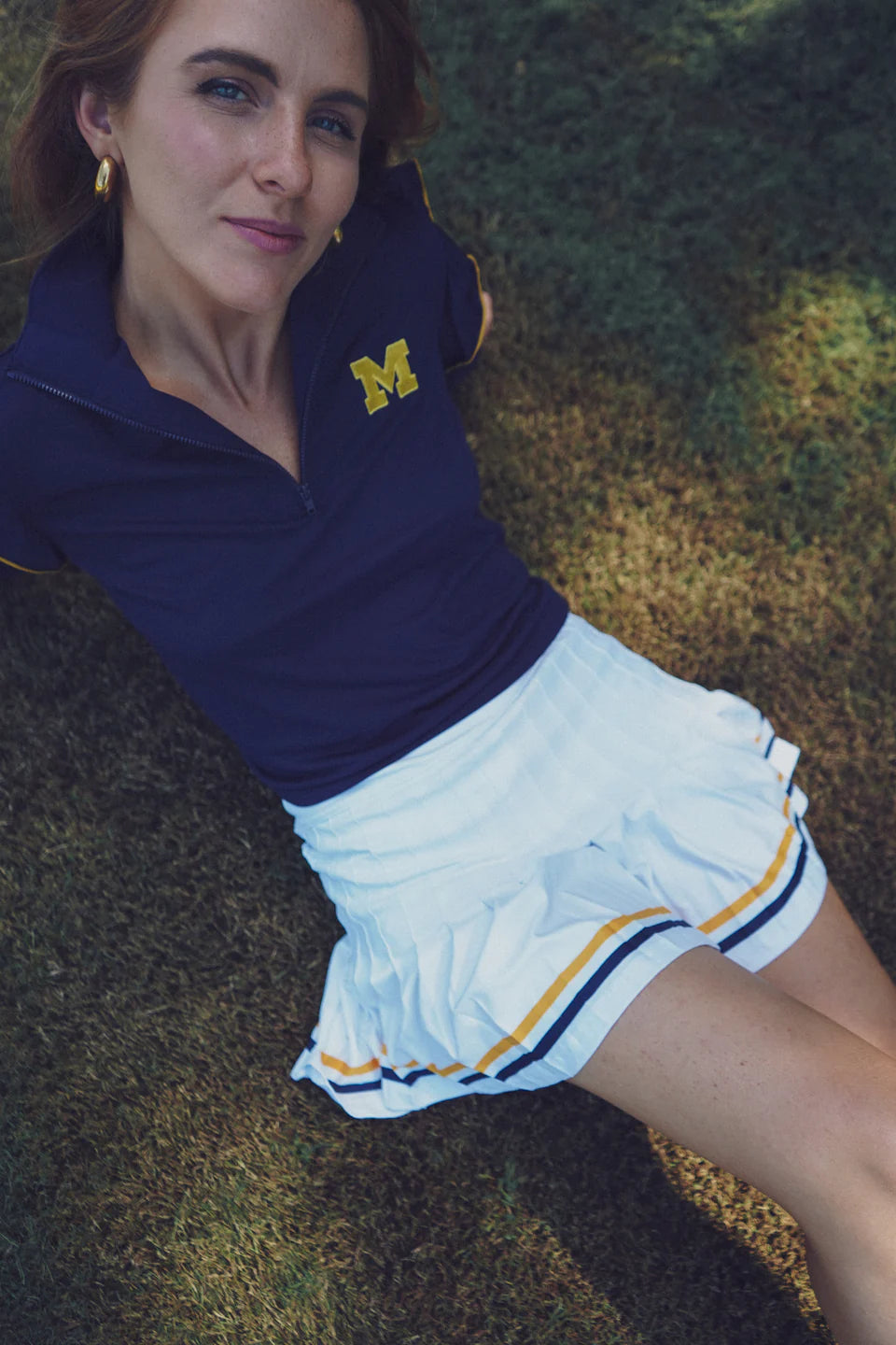 The Gwen Skort - White with Michigan Blue/Maize