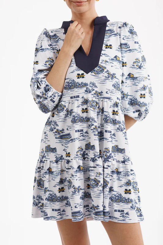 The Tory Dress - Michigan Gameday Toile