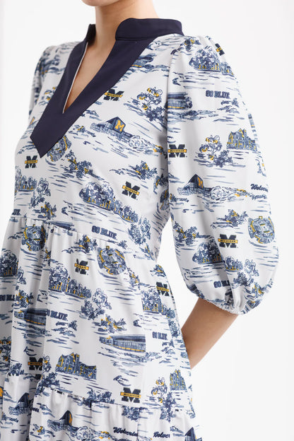 The Tory Dress - Michigan Gameday Toile