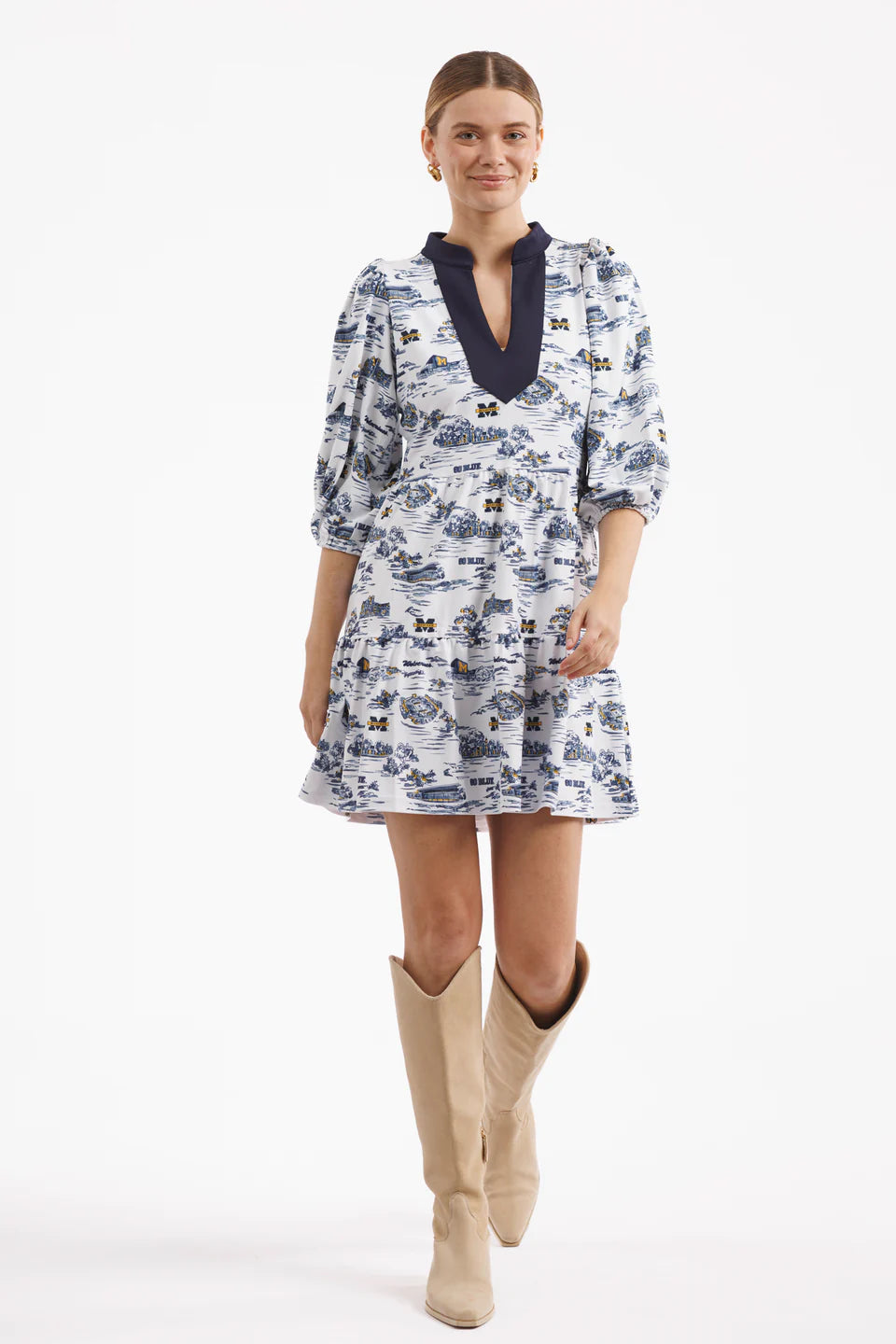The Tory Dress - Michigan Gameday Toile