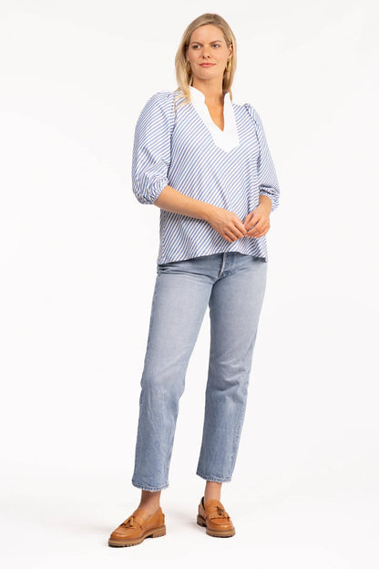 The Eliza Top - Chambray Stripe