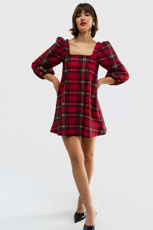 Collins Dress - Cabernet Plaid