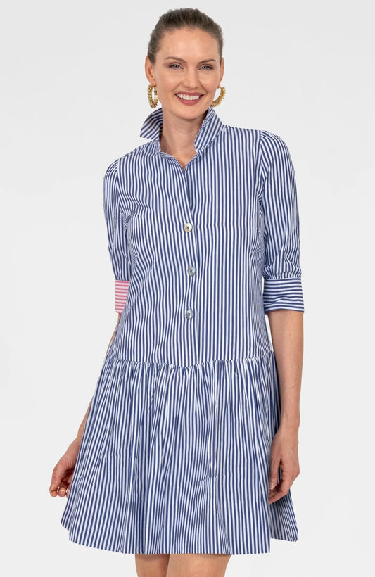 So Sweet Cotton Dress - Navy Stripe