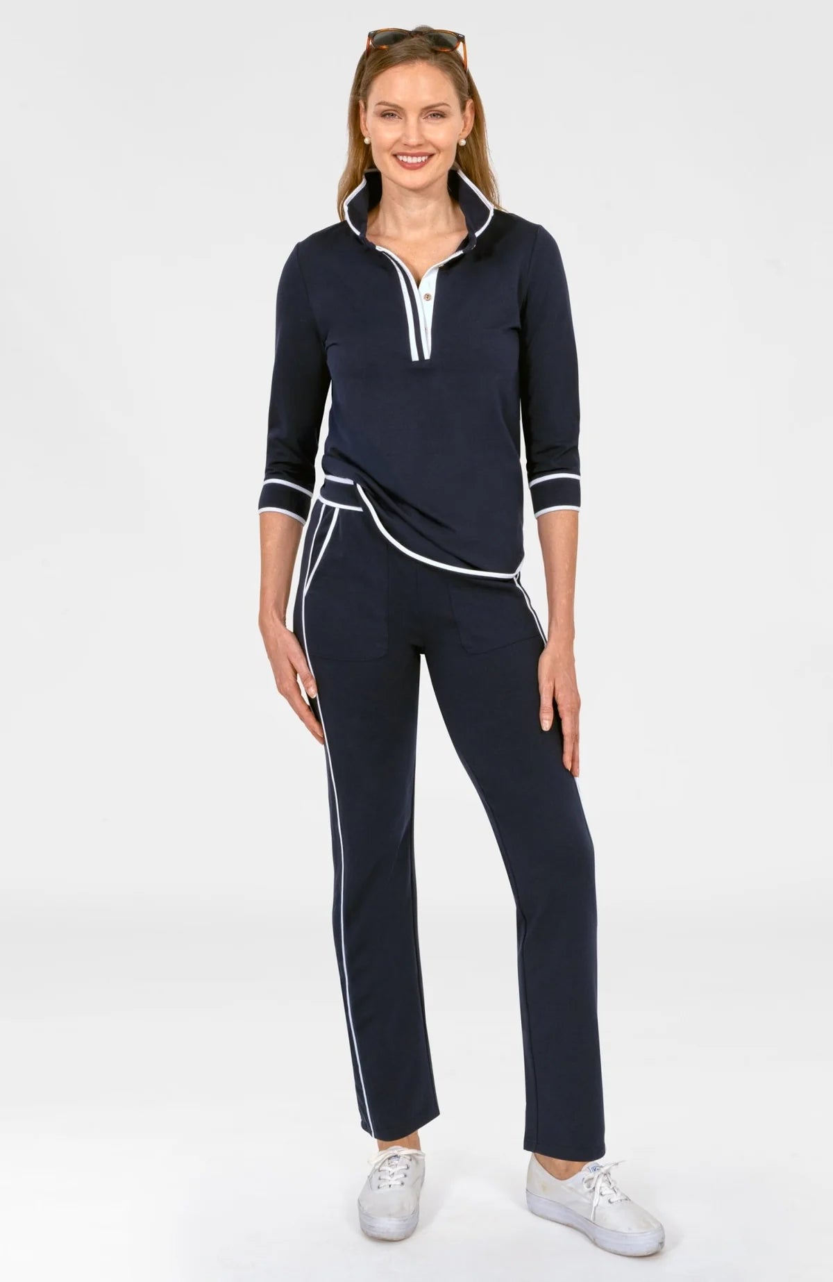 Sweat Pants - Trim It Up - Navy/White