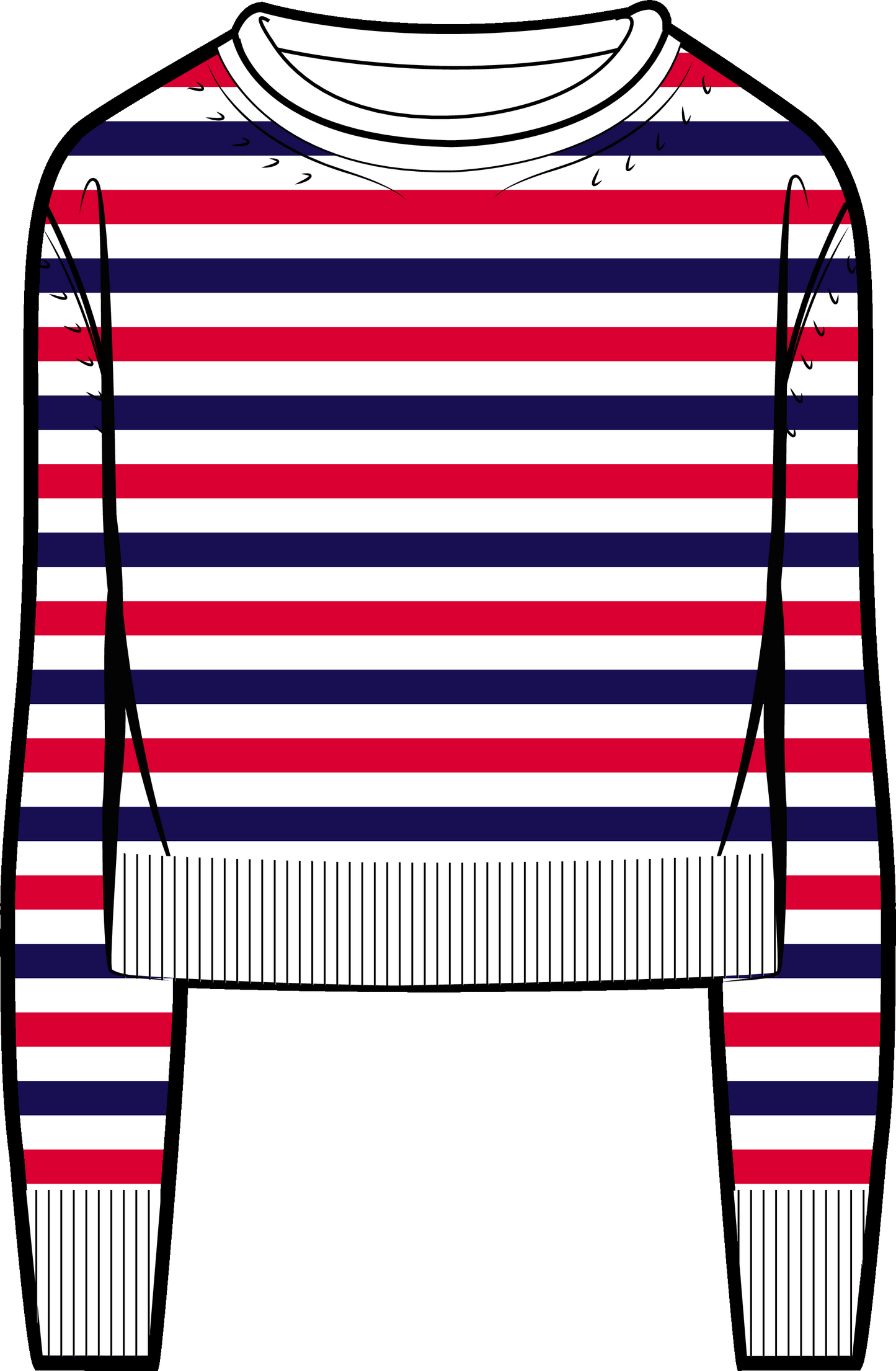 Katie Cotton Stripe Rollneck Sweater - Red White and Blue Stripe