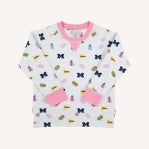 Cassidy Comfy Crewneck Girls French Terry - Bold in Blue/Hamptons Hot Pink