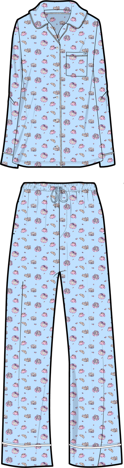 Pima Cotton Long Sleeve Sleep Set - Pancakes and Waffles