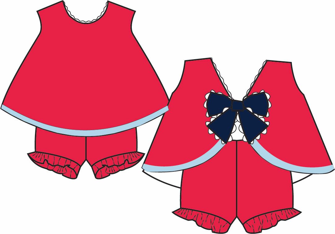 Susanne Swing Top Set- Broadcloth - Richmond Red/Nantucket Navy/Beale Street Blue