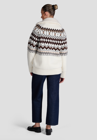 The Chalet Sherpa Jacket - Cream/Espresso Multi