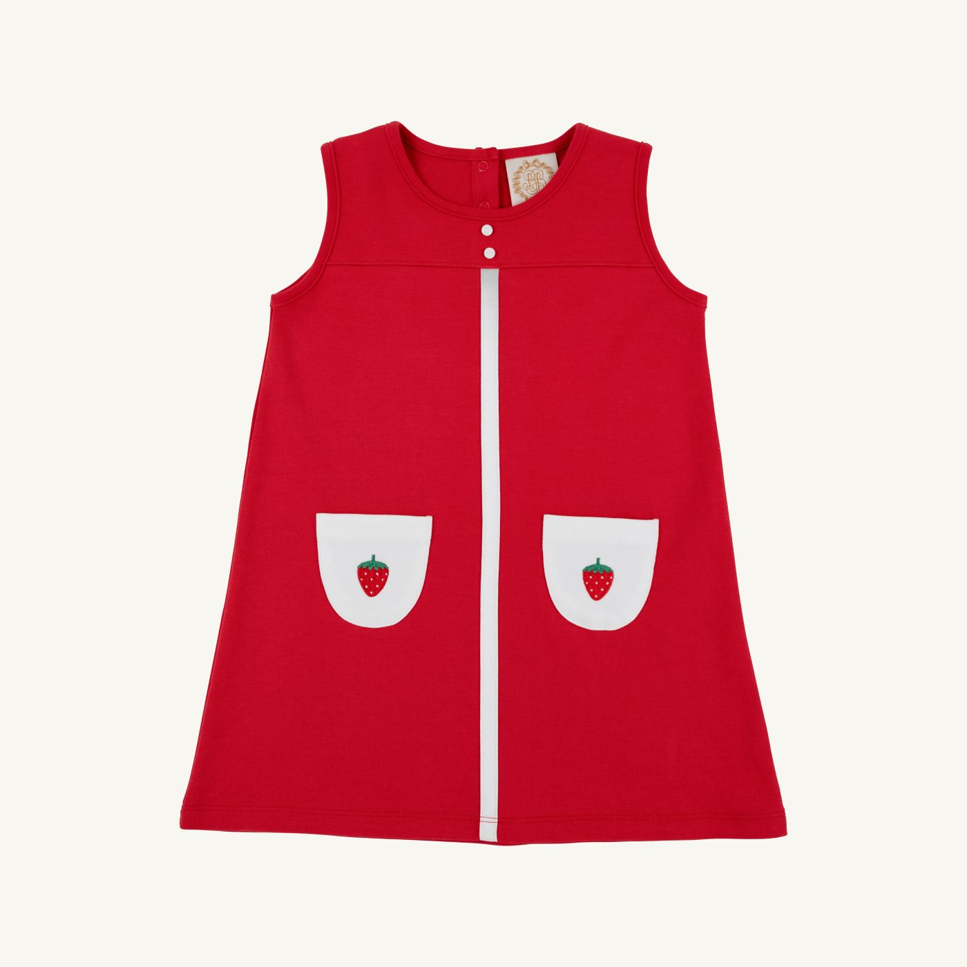 Peggy Pocket Dress- Heavy Weight Knit - Richmond Red/Worth Ave White/Strawberries