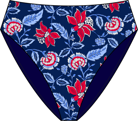 Wainscott Mid-Rise Bikini Bottom - Indie Floral Navy