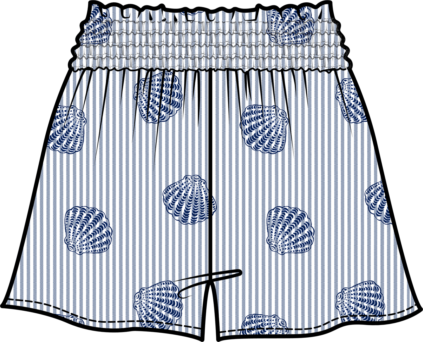 Nori Pull On Shorts - Shell Jacquard Navy