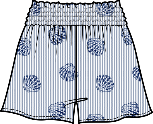Nori Pull On Shorts - Shell Jacquard Navy