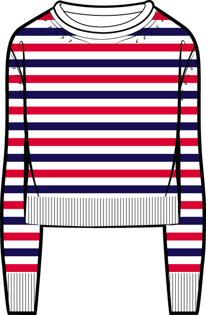 Katie Cotton Stripe Rollneck Sweater - Red White and Blue Stripe