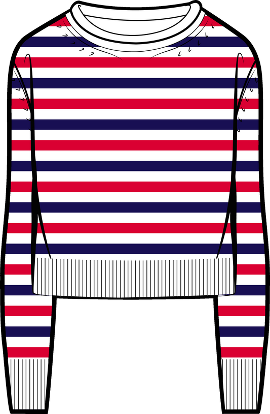 Katie Cotton Stripe Rollneck Sweater - Red White and Blue Stripe