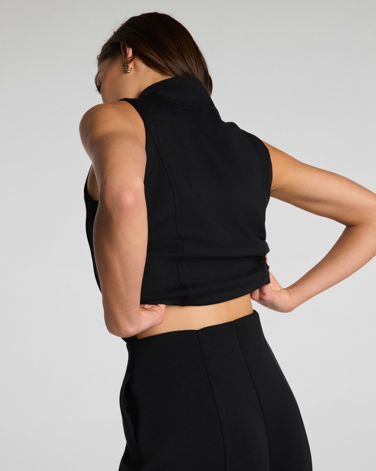 Spanx Airessentials® Shawl Collar Half Zip Jumpsuit - Very Black
