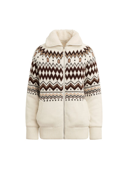 The Chalet Sherpa Jacket - Cream/Espresso Multi