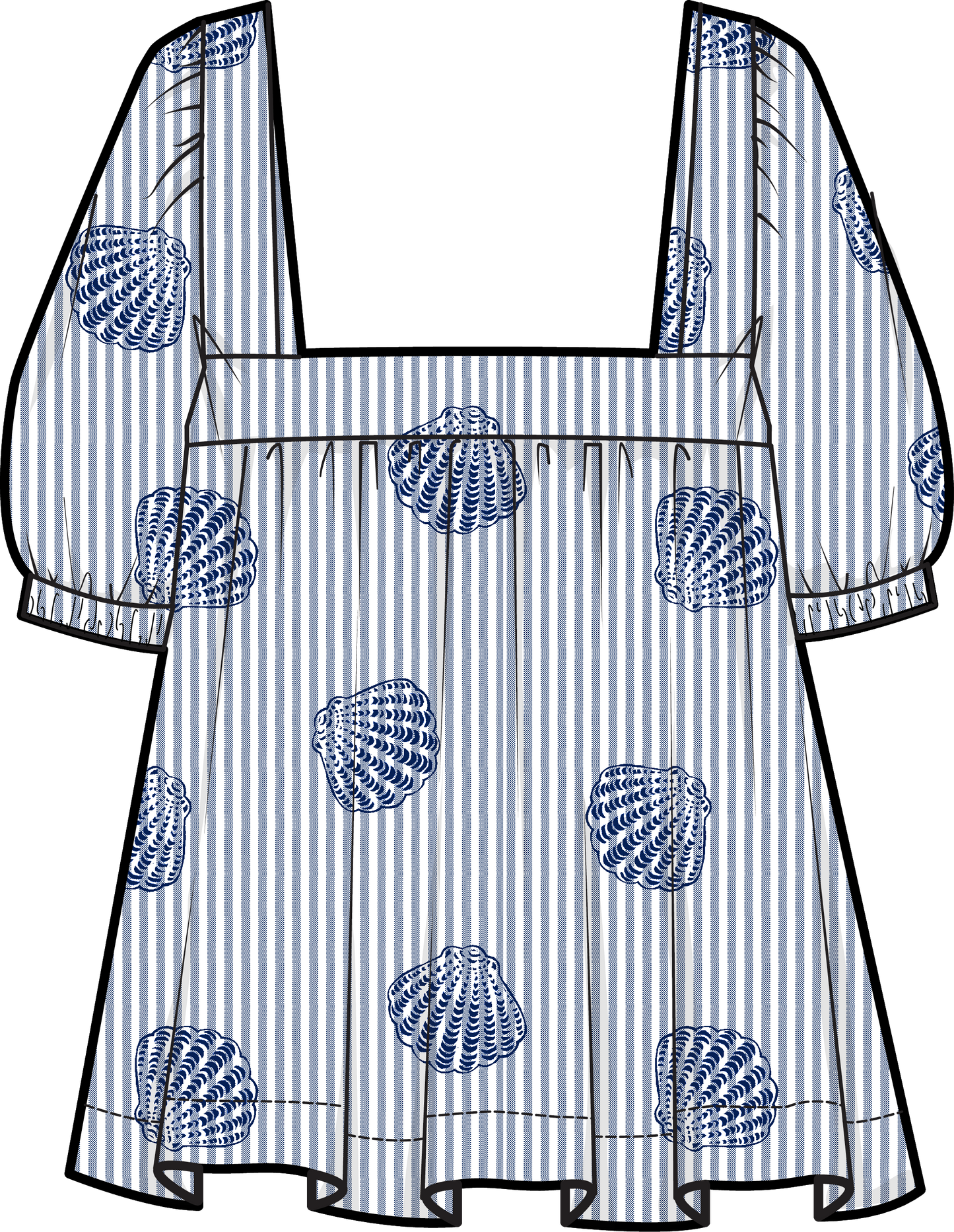 Serena Top - Shell Jacquard Navy