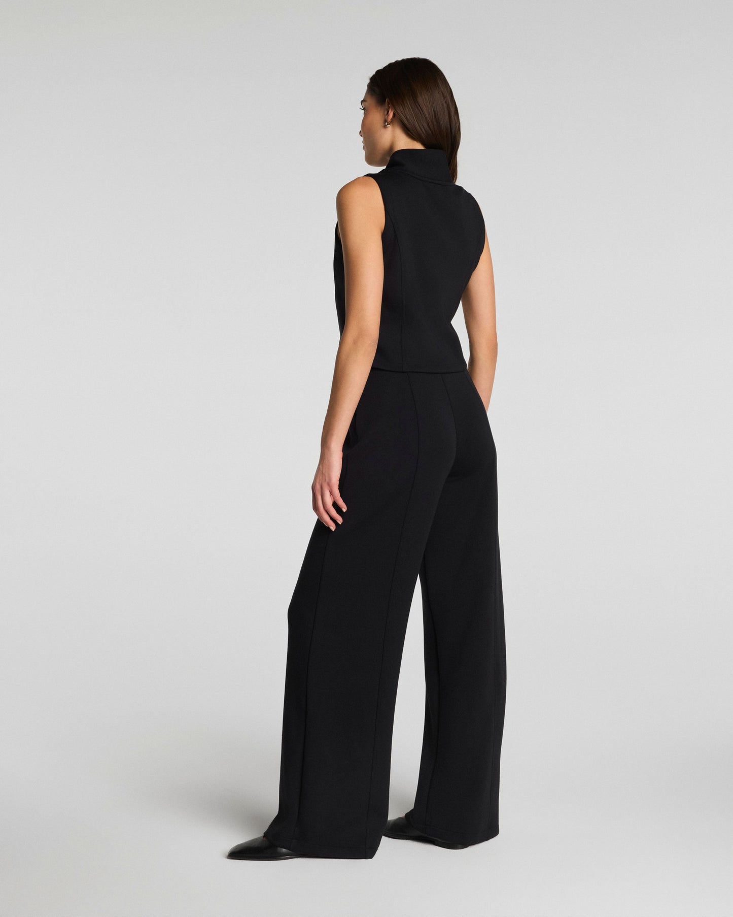 Spanx Airessentials® Shawl Collar Half Zip Jumpsuit - Very Black