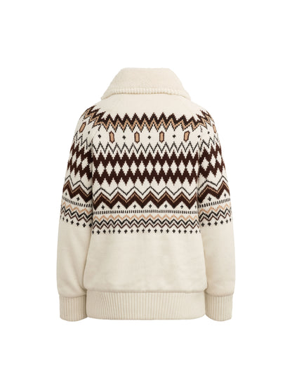 The Chalet Sherpa Jacket - Cream/Espresso Multi