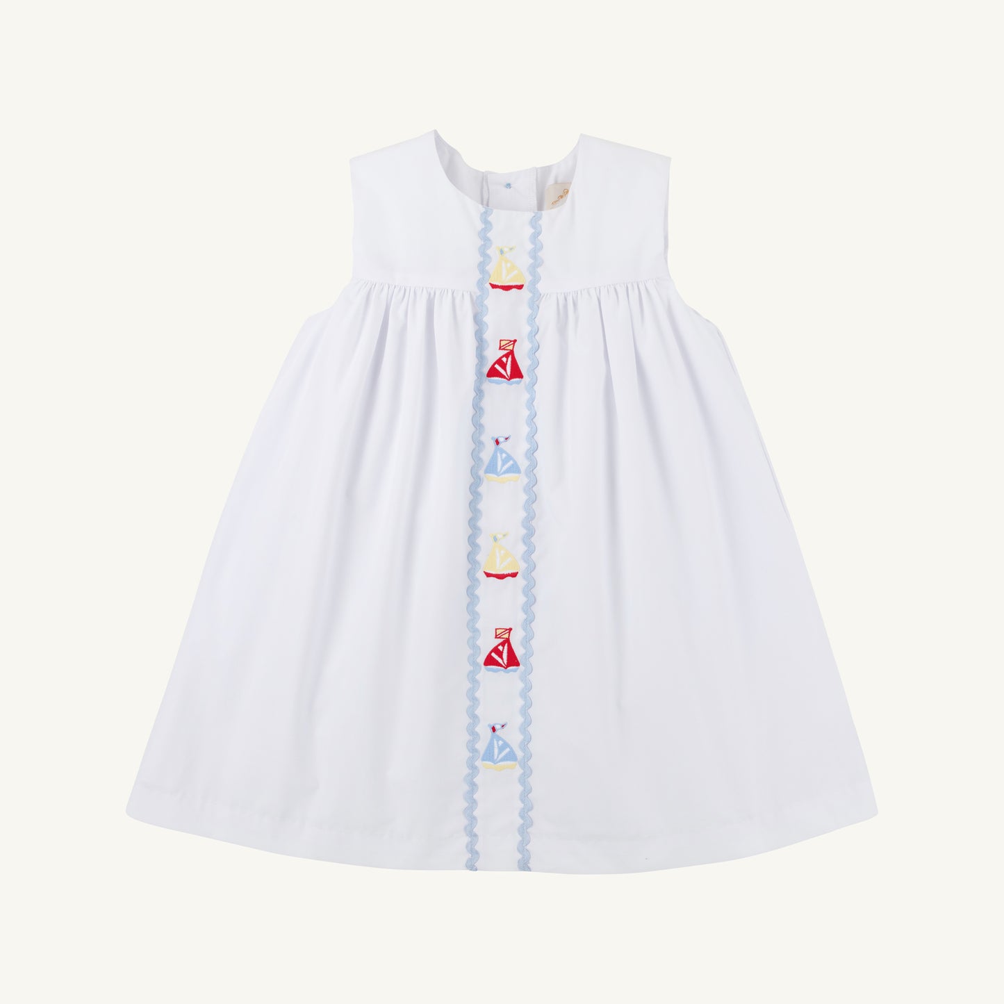 Sleeveless Tabitha's Teacher's Pet Dress - Broadcloth - Worth Ave White/Sailboat