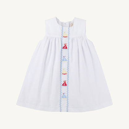 Sleeveless Tabitha's Teacher's Pet Dress - Broadcloth - Worth Ave White/Sailboat
