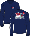 Golfer Santa Whale Long Sleeve Tee - Nautical Navy