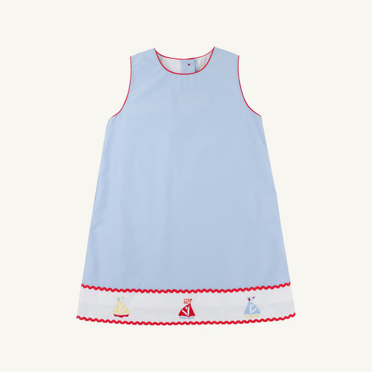 Annie Apron Dress - Beale Street Blue/Worth Ave White/Sailboats