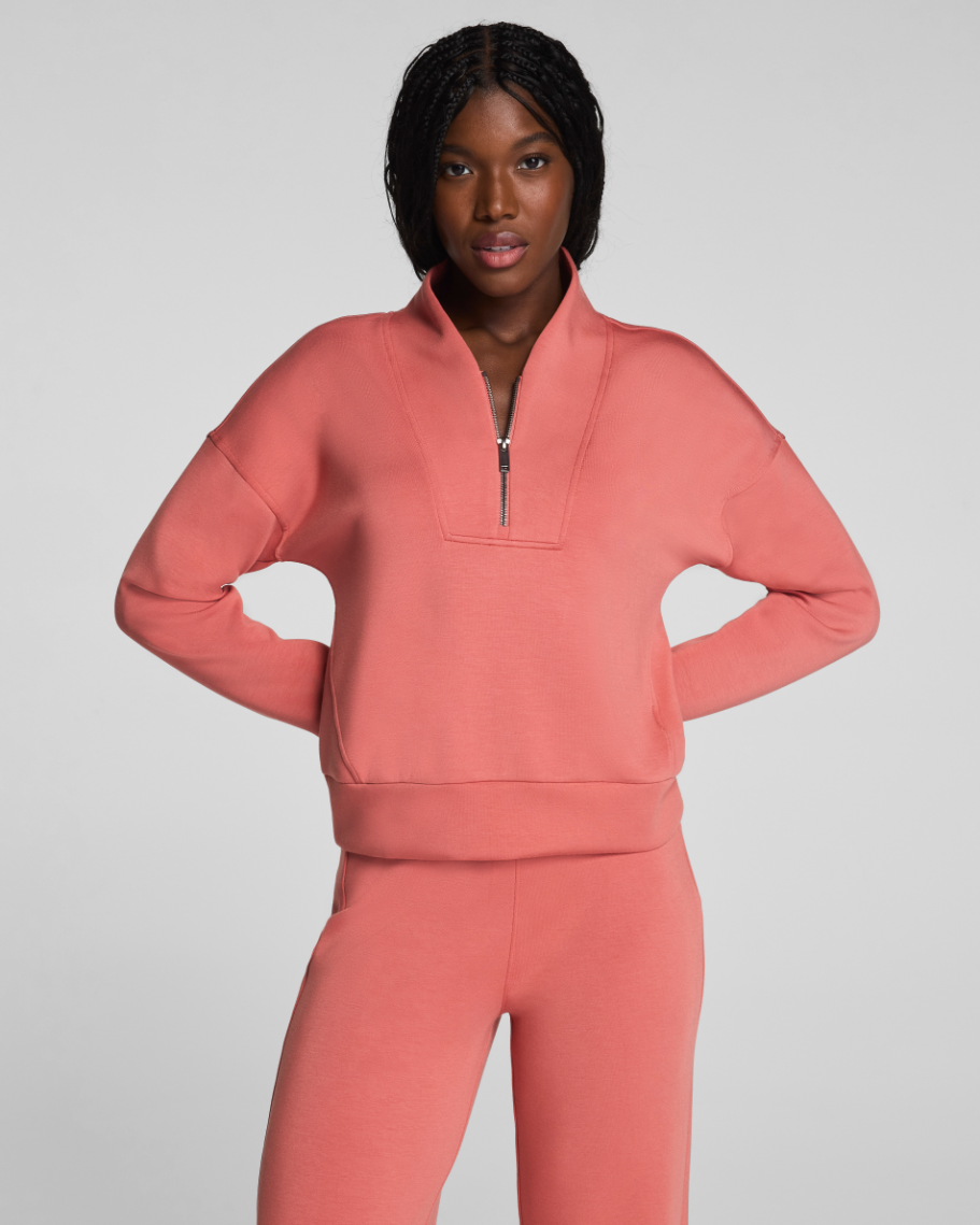 Spanx Airessentials® Shawl Collar Half Zip - Clay